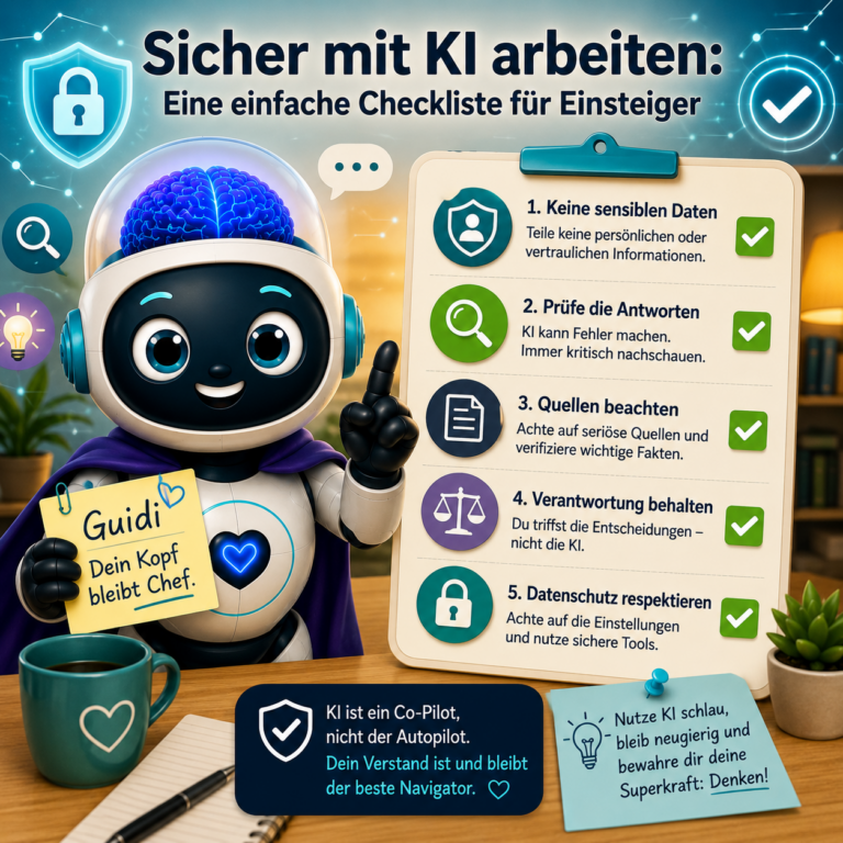 Sicher mit KI arbeiten: Eine einfache Checkliste für Einsteiger